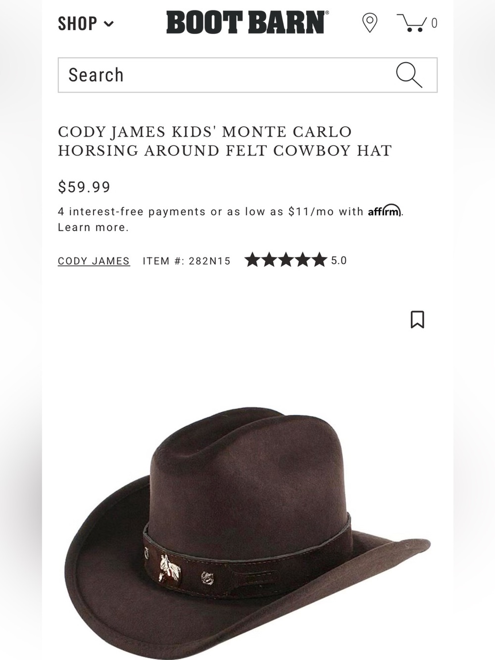 kids cowboy hat Cody James size medium - Picture 4 of 5